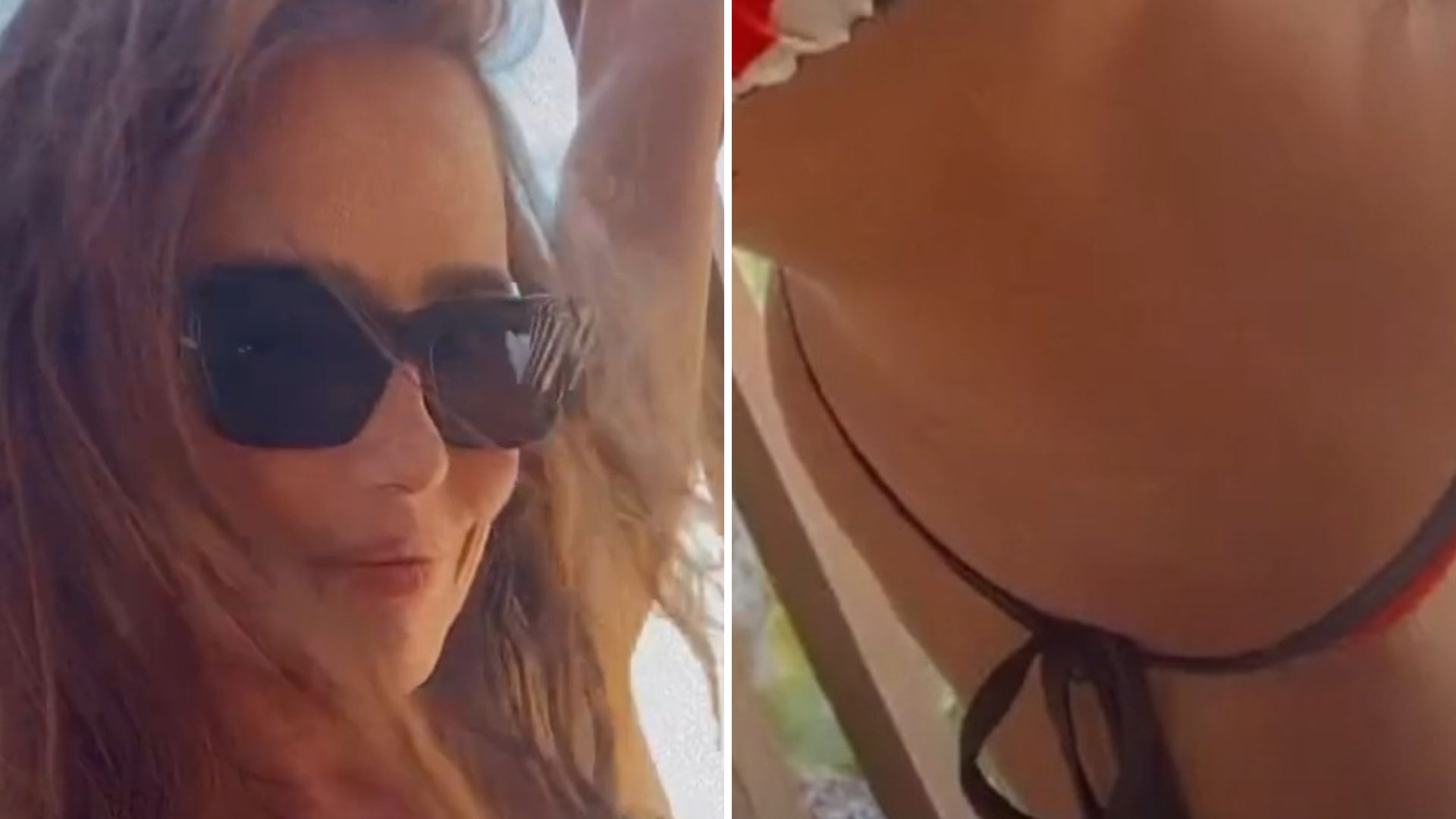 Deborah Secco ostenta seios fartos em biquíni minúsculo e quase mostra demais