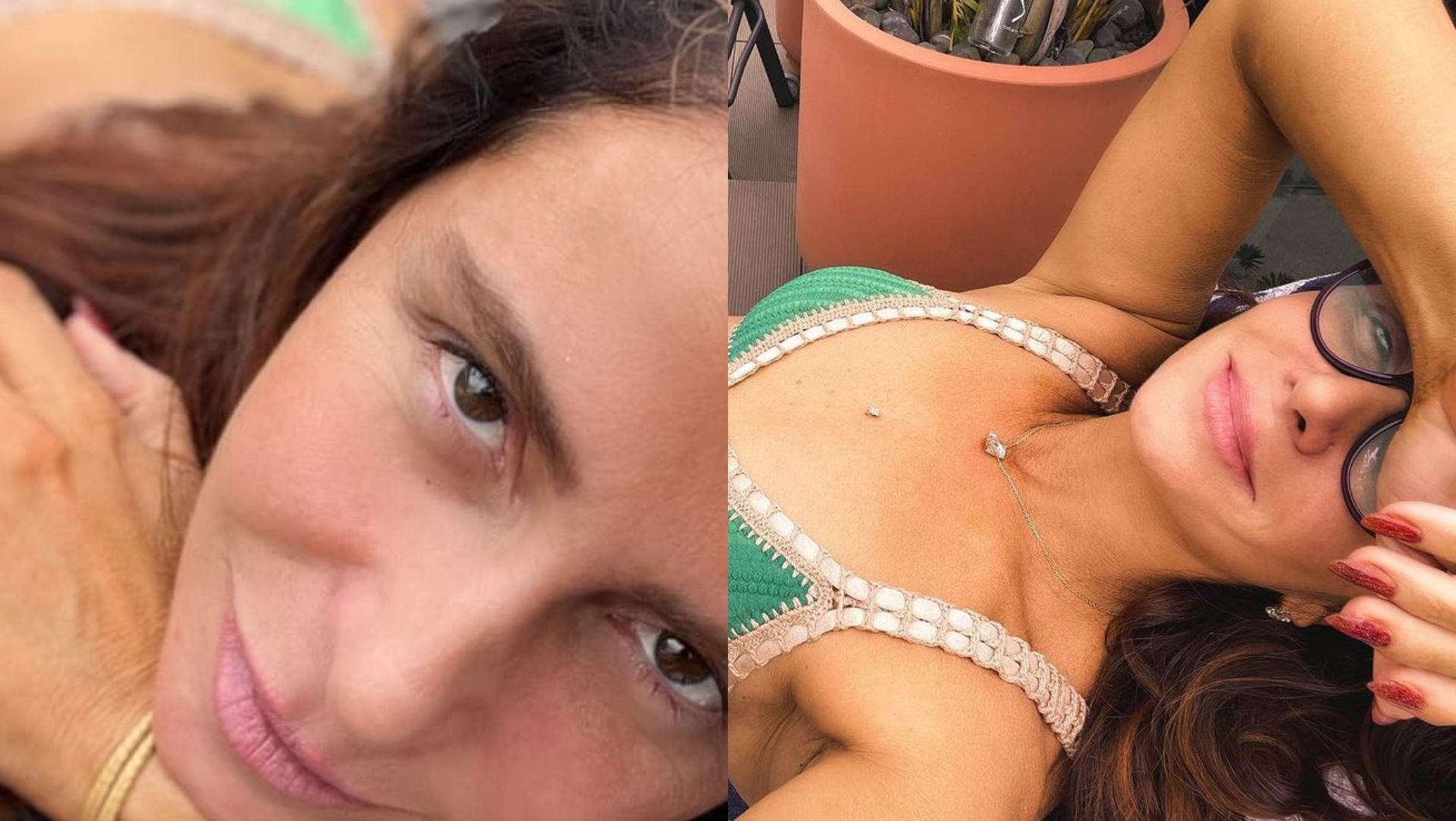 Com tudo em cima, Giovanna Antonelli surge com biquíni de tricot e exibe boa forma: “Mais linda”
