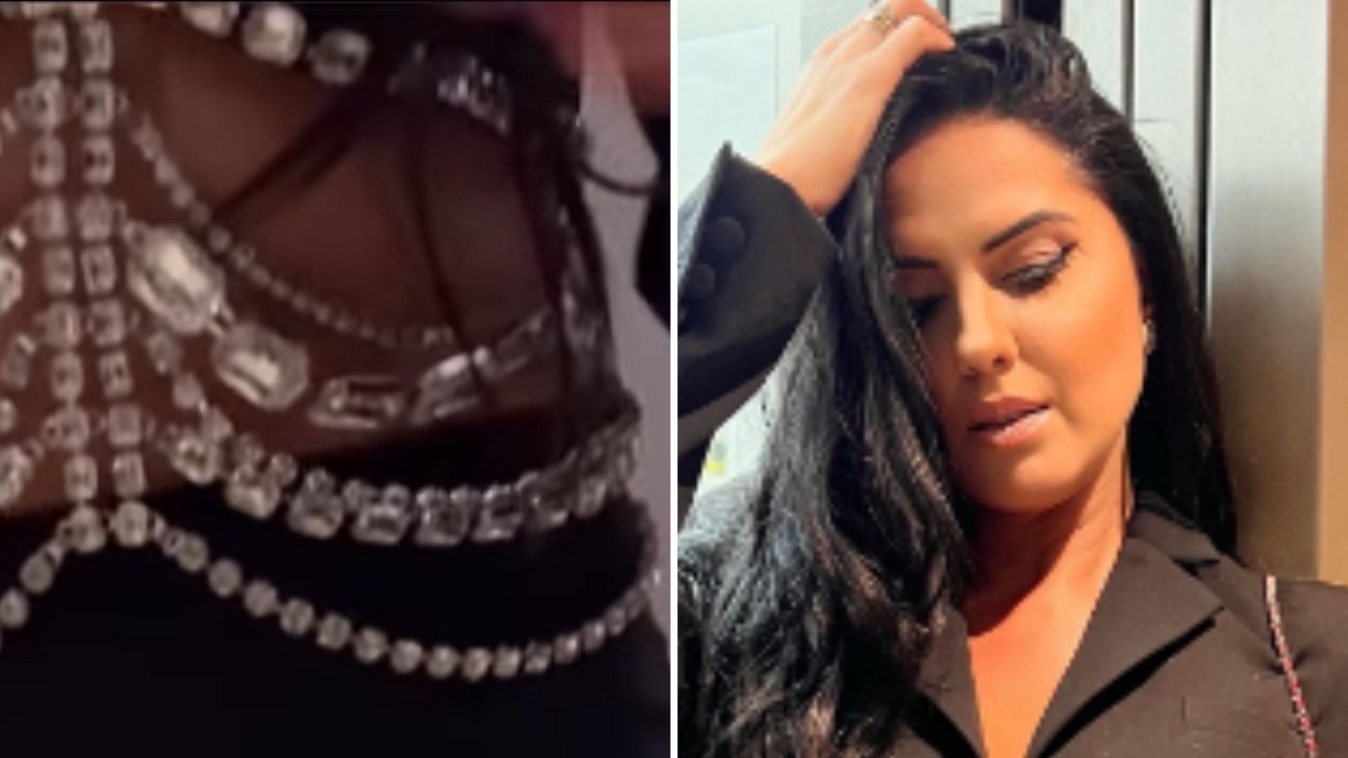 Graciele Lacerda desfila com look escândalo coberto por pedrarias: “Para ver ele”
