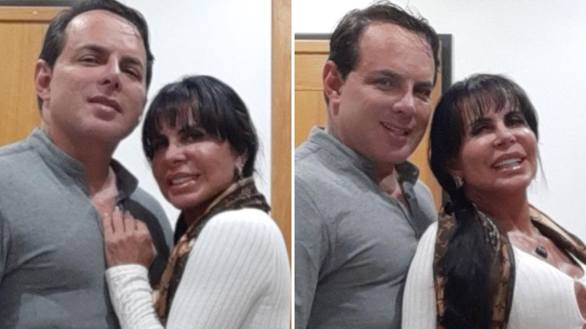 Repaginados, Gretchen recebe mão boba do marido e decotão quase explode: “Amo”