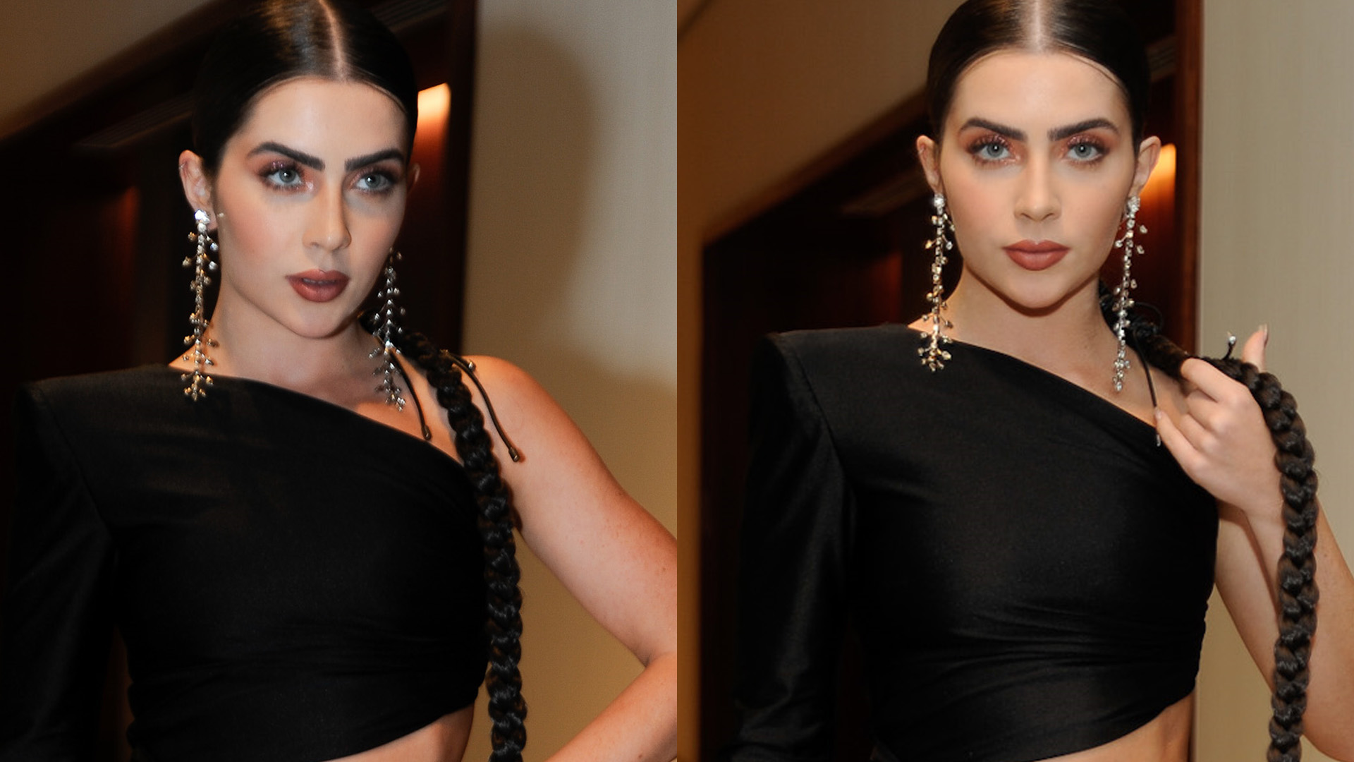 Ex-BBB Jade Picon para tudo com vestido aberto e exibe tanquinho em evento