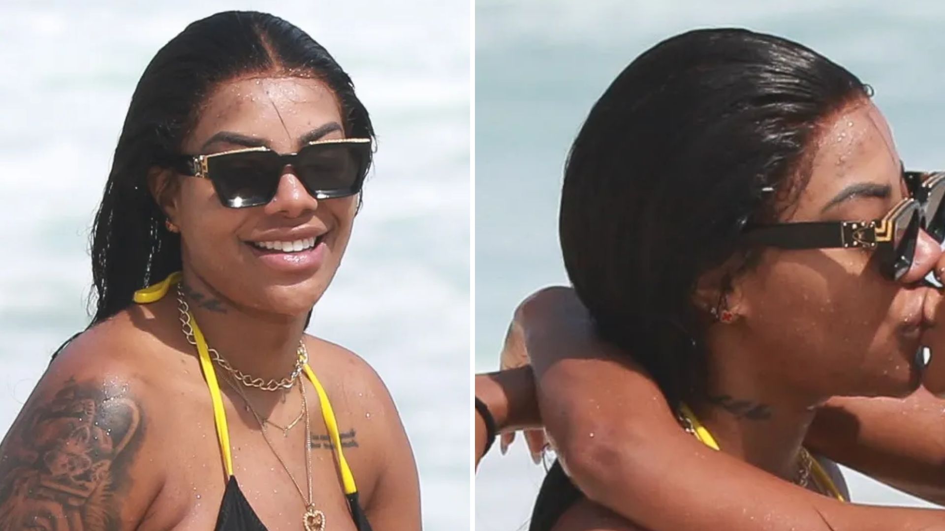 Ludmilla e Brunna Gonçalves são flagradas dando beijão molhadas em praia do Rio