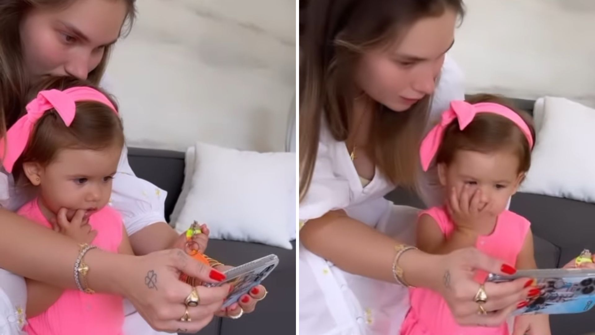 Filha de Virgínia Fonseca e Zé Felipe não se contém ao ver Leonardo cantando: “O vovô”