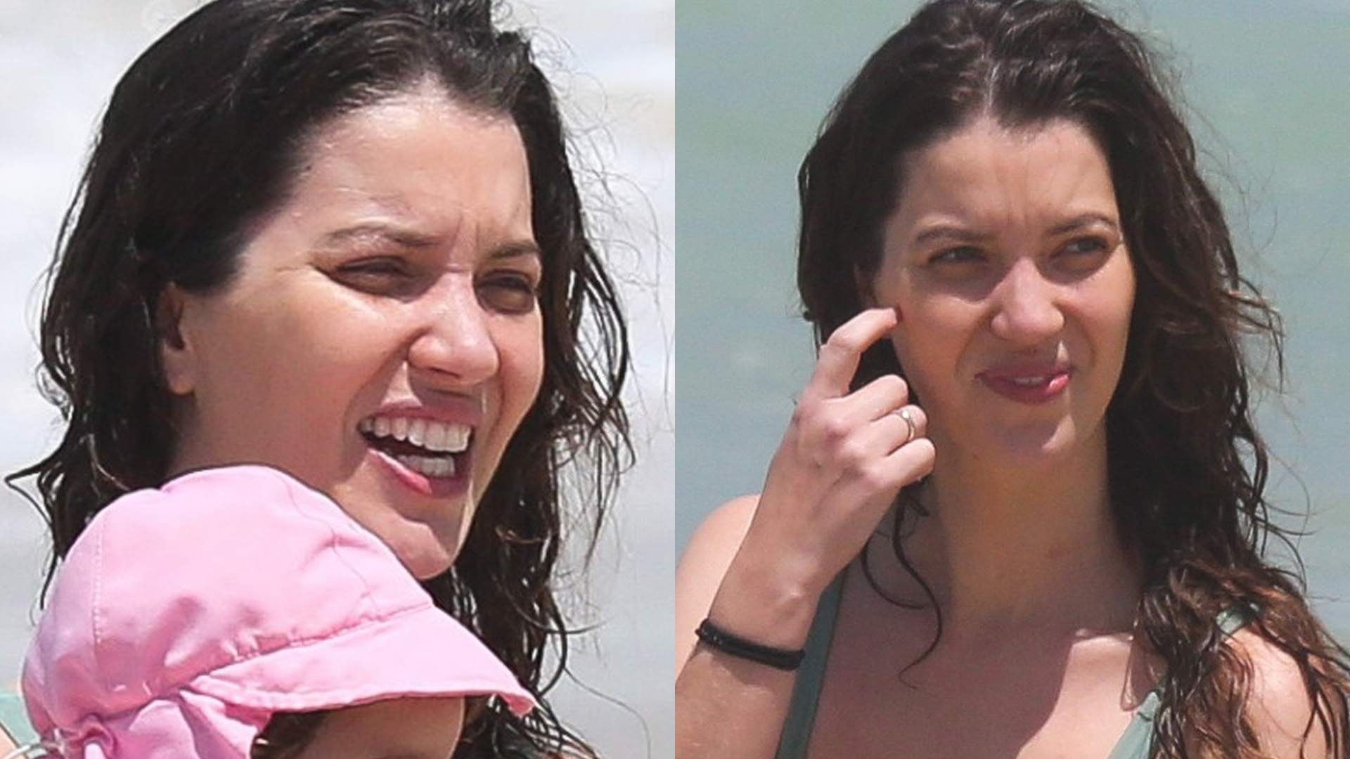 Nathalia Dill paparica a filha de quase dois anos em dia de calorão na praia