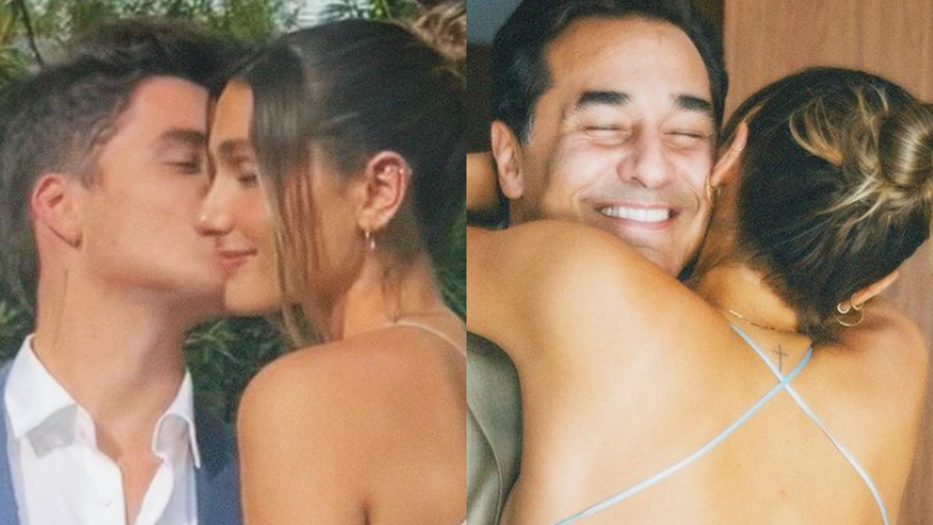 Sasha Meneghel deixa as costas nuas com vestido chique no casamento do pai: “Lindos”