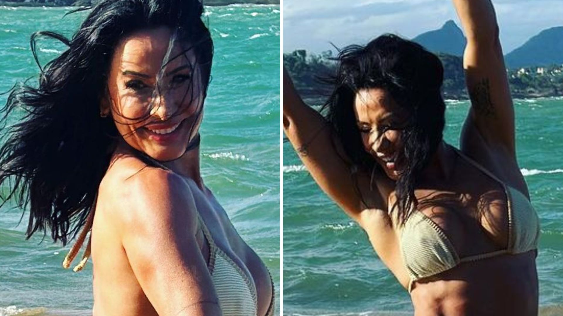 Scheila Carvalho exibe corpão enxuto à beira-mar e faz bumbum engolir biquíni: “Deusa”