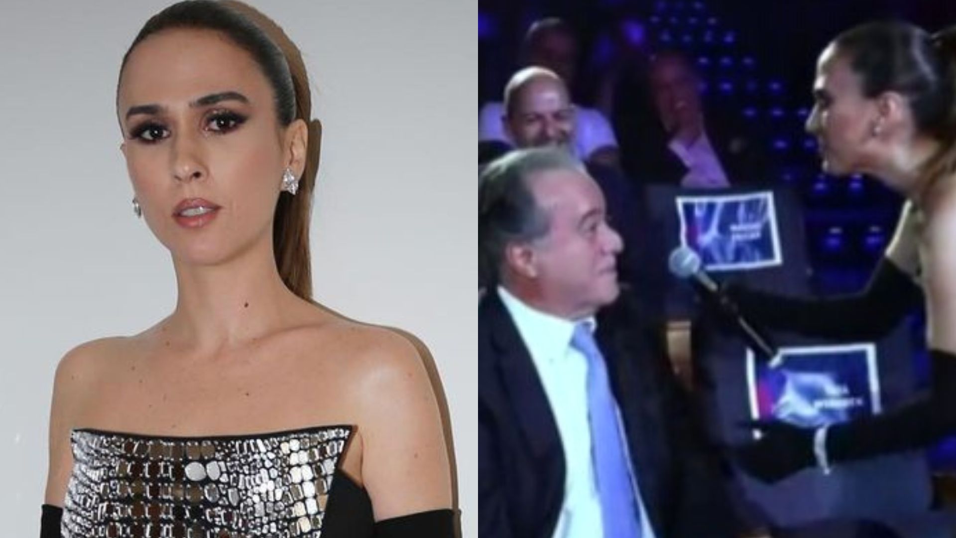 Tata Werneck choca público ao dar beijão em Tony Ramos durante evento assistido pelo marido: “Complicado”