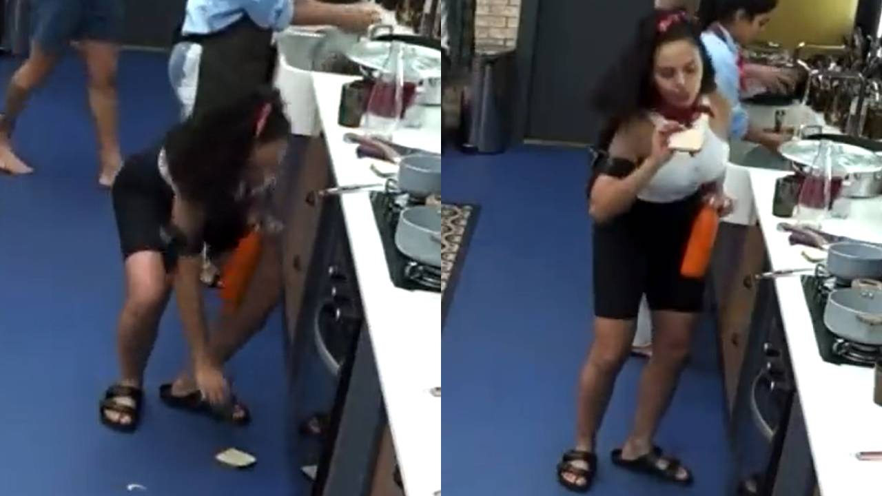 A Fazenda 13: Aline Mineiro derruba comida, disfarça e pega do chão para comer: “Quem nunca?”