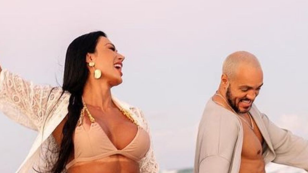 Apaixonado, Belo se derrete por Gracyanne Barbosa após mini lua de mel discreta: “Paraíso com meu tudão”