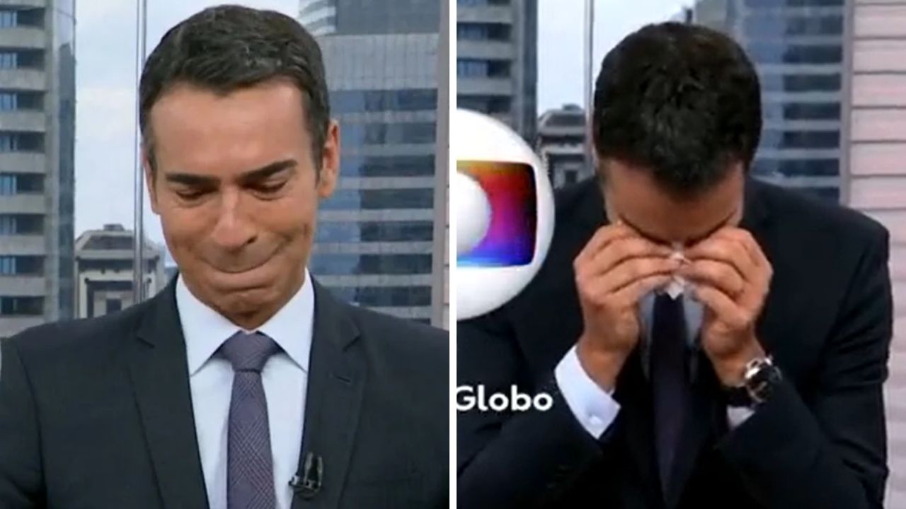César Tralli chora ao terminar os trabalhos no ‘SP1’ e é aplaudido pela equipe da Globo: “Fico arrepiado”