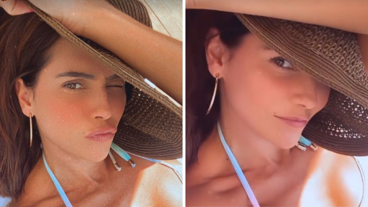 Na piscina, Deborah Secco renova o bronzeado de biquíni e barriga negativa impressiona: “Meu amor pelo sol”