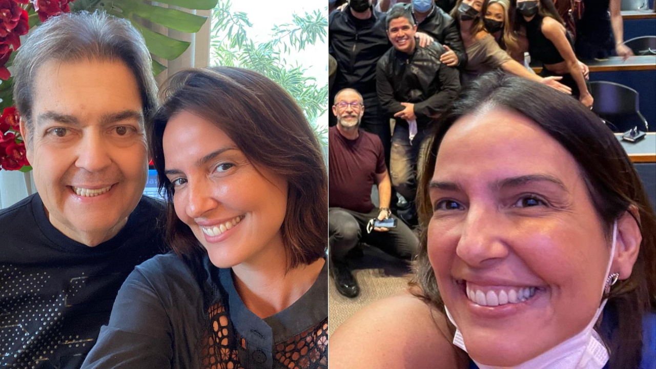 Esposa de Faustão, Luciana Cardoso mostra bastidores do programa do apresentador na Band: “Equipe nota mil”