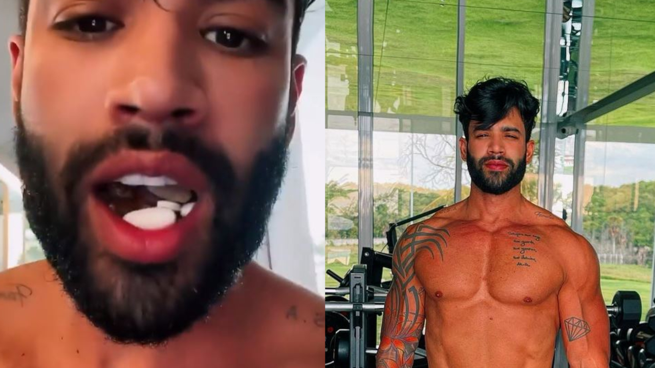Todo fortão, Gusttavo Lima revela que toma mais de dez comprimidos por dia para manter físico: “Boca cheia”