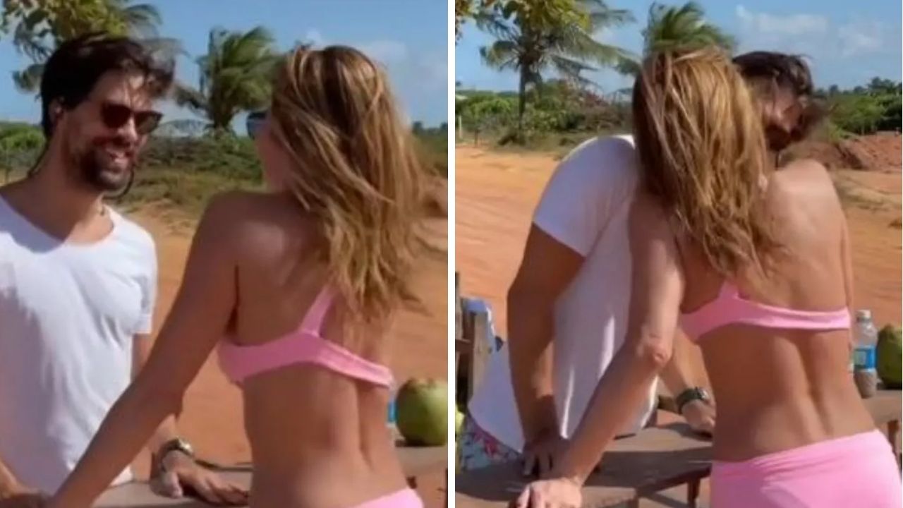 Luciana Gimenez surge pela primeira vez aos beijos com o novo namorado em praia paradisíaca