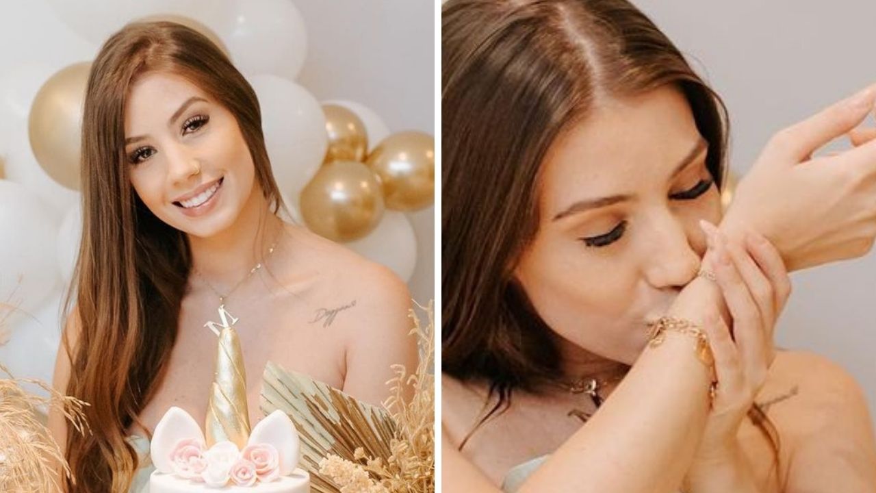Na festa de aniversário, Maria Lina surge beijando tatuagem em homenagem ao filho falecido: “Dia especial”