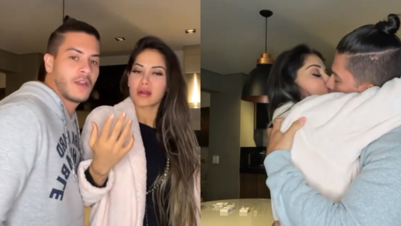 Mayara Cardi e Arthur Aguiar trocam beijão de cinema e protagonizam momento quente: “Vergonha coletiva”