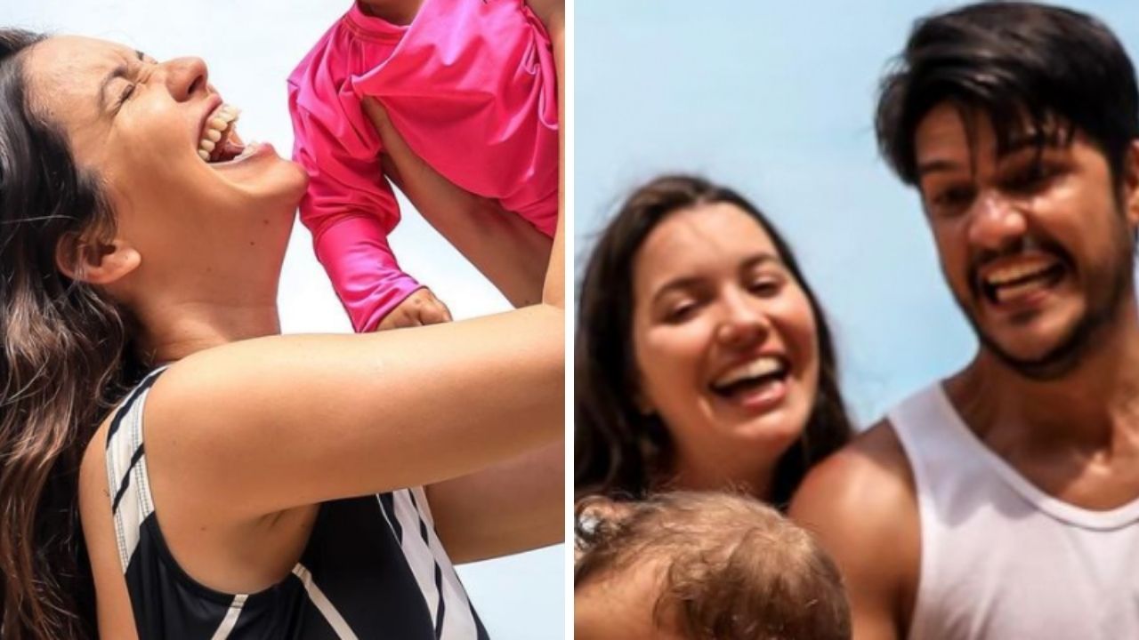 Realizada, Nathalia Dill posa na praia com a filha e tamanho da bebê surpreende: “Está gigante”