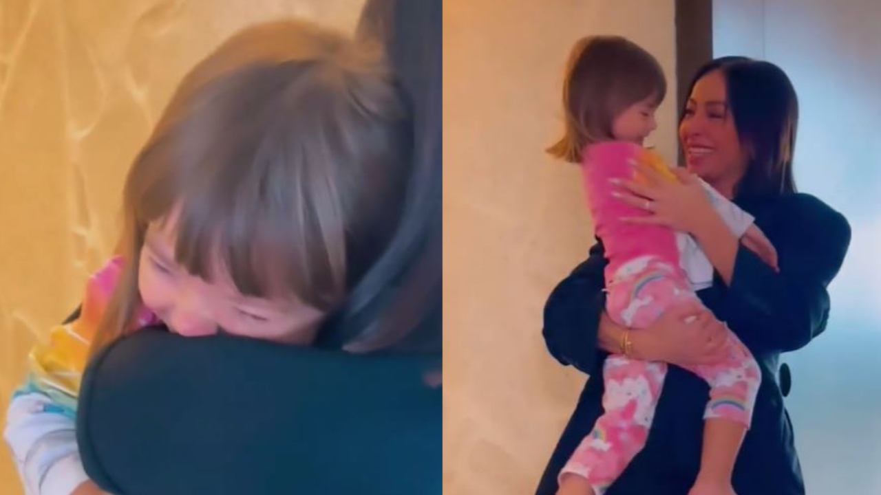 Após semanas separadas, Sabrina Sato chora junto com a filha ao se reencontrarem: “Precisava desse abraço”