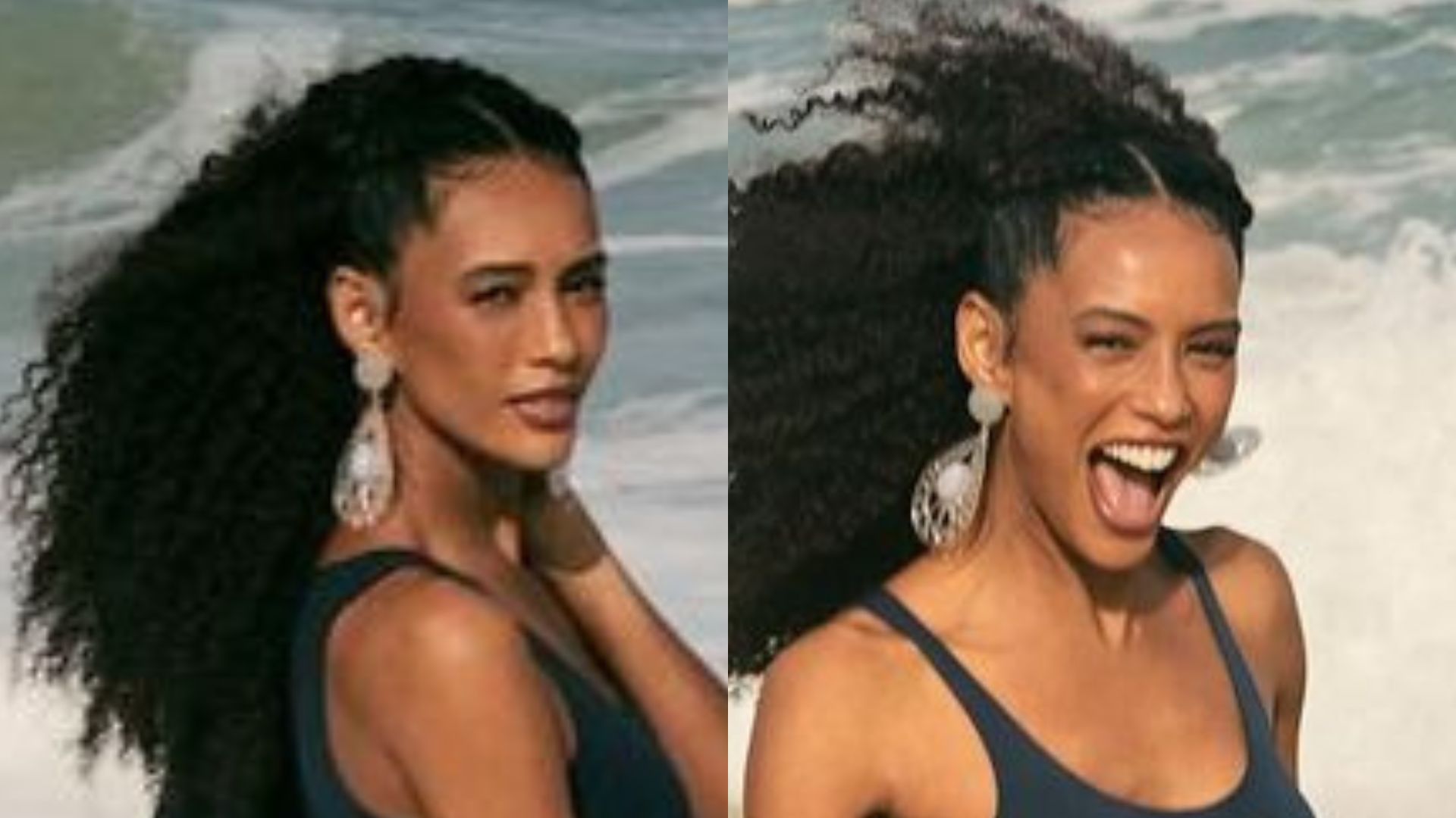 Sorridente, Taís Araújo curte praia com regata coladinha e beleza encanta: “Perfeita”