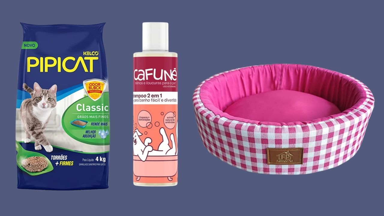 Brinquedos, bolsas e petiscos: confira 14 produtos para o seu bichinho por até $50