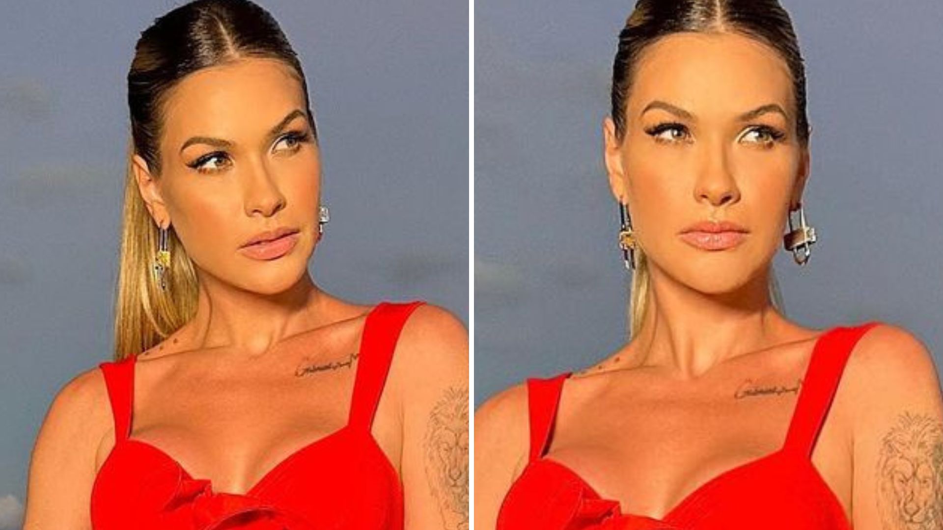 Andressa Suita faz vitrine de pernões em microvestido vermelho e cai na noitada: “Musa”