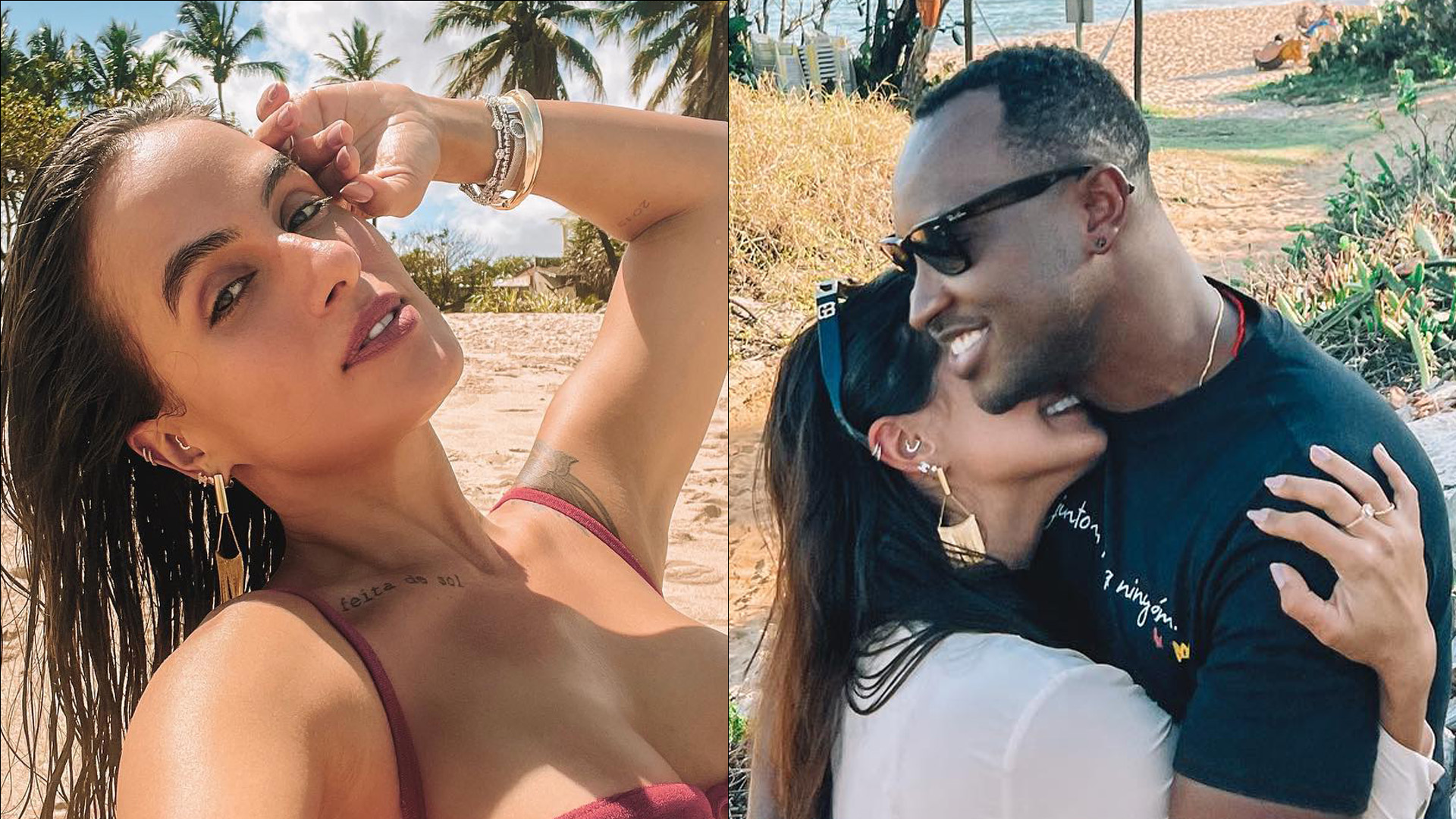 Carol Peixinho ostenta decotão farto de biquíni e enlouquece Thiaguinho: “É minha”