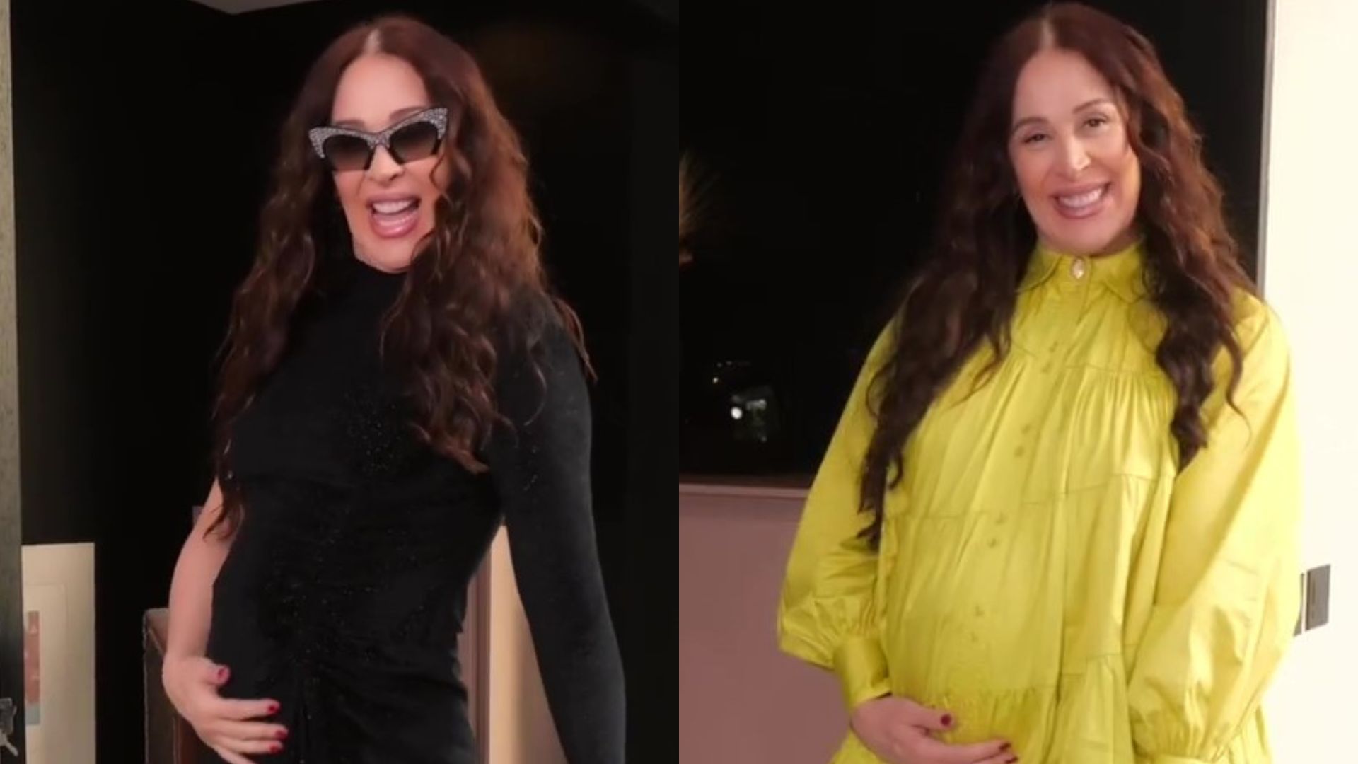 Gravidíssima, Claudia Raia prova looks para maternidade e se empolga: “Ensaiando”