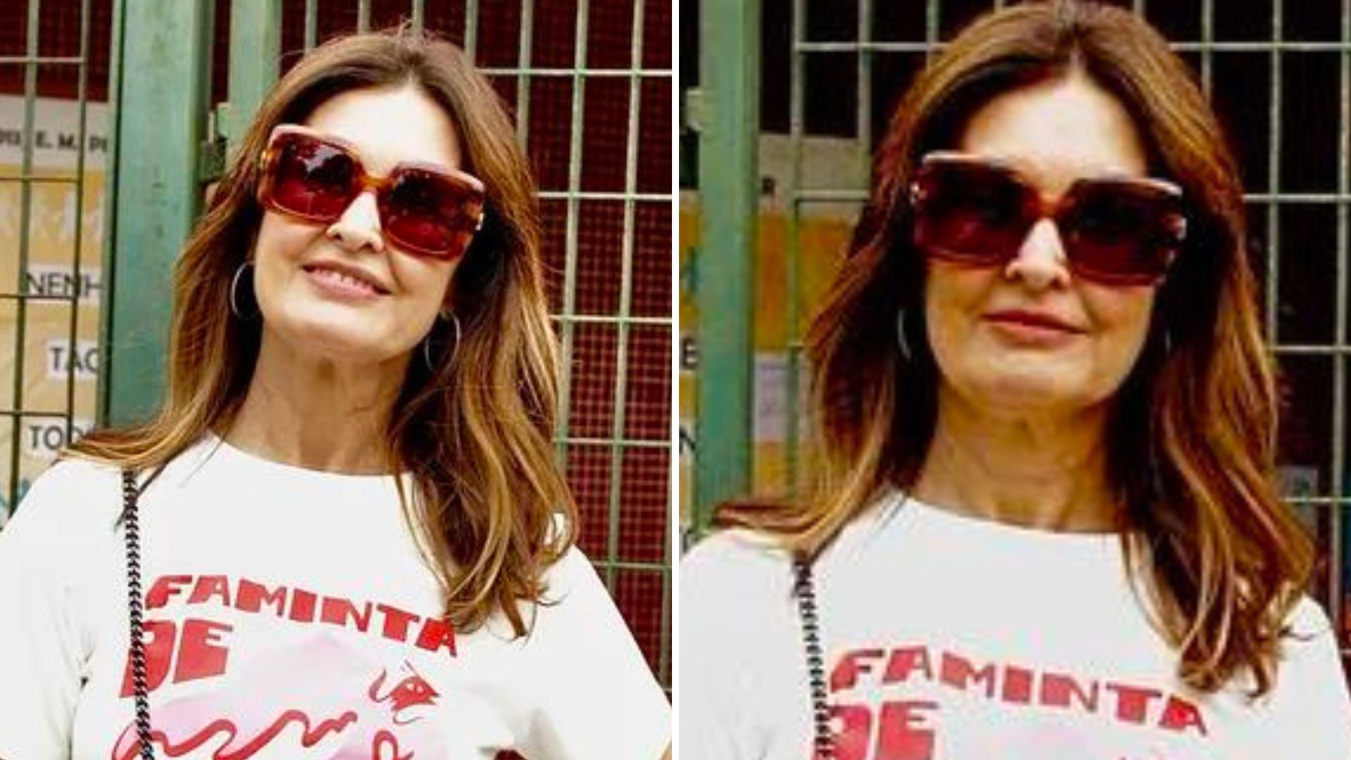 Fátima Bernardes vota com blusa conscientizadora e posa para fotos no Rio