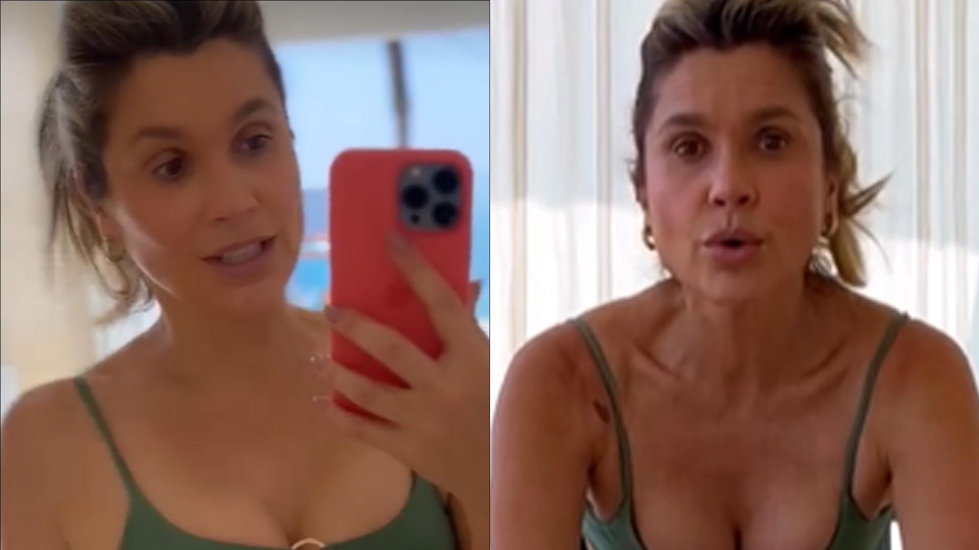 Flávia Alessandra faz seios turbinados explodirem em top recortado: “Sexy”