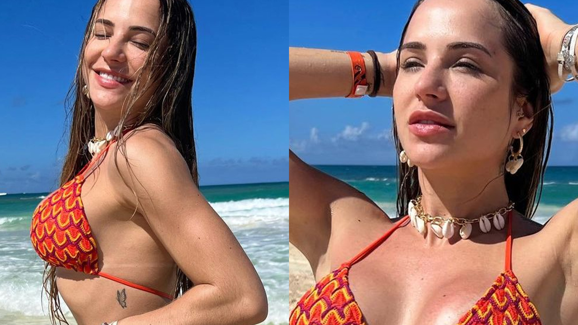 Ex-BBB Gabi Martins empina bumbum de biquíni minúsculo em Punta Cana: “Sereia”