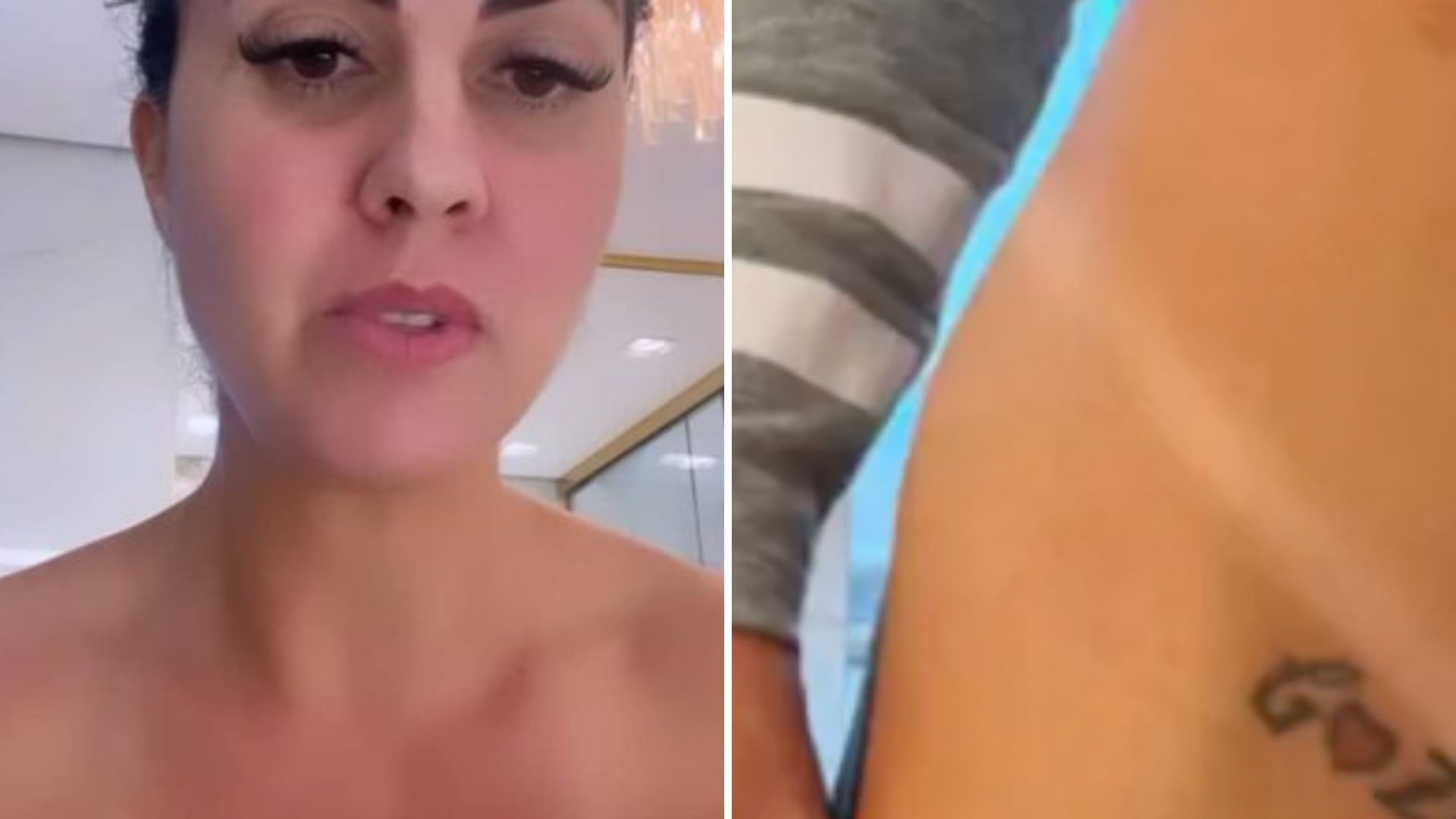 Noiva abaixa a calcinha e mostra tatuagem que fez para Zezé Di Camargo: “Me preparando”