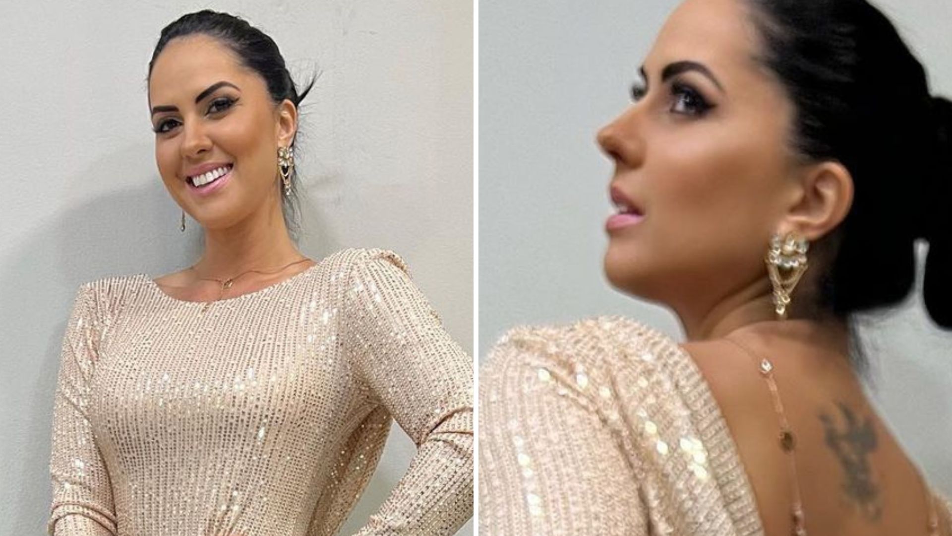 Graciele Lacerda ostenta costas nuas em tubinho brilhante e arranca elogios: “Mulherão”