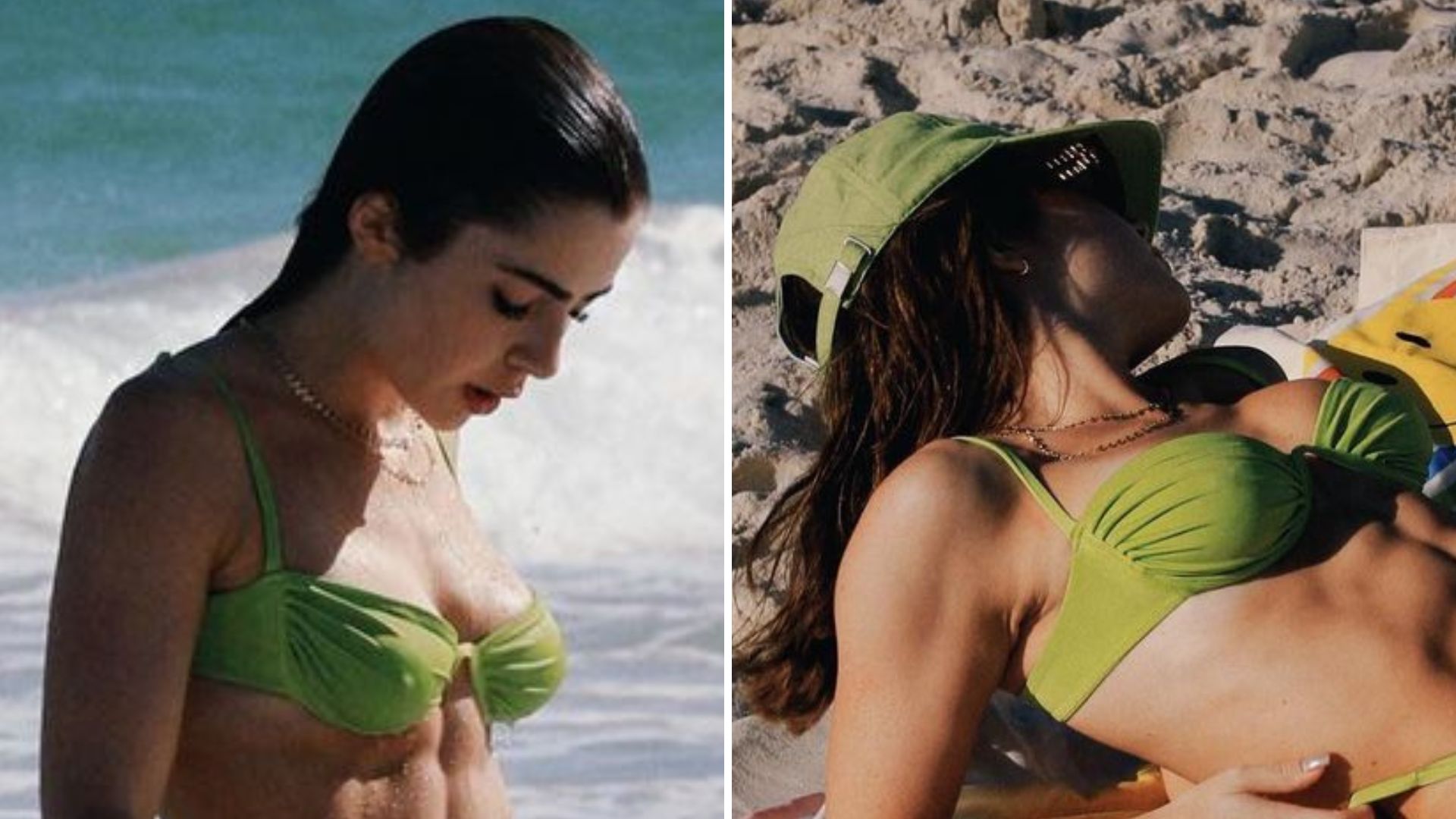 Toda molhada, Jade Picon puxa calcinha do biquíni ao sair do mar: “Corpo de milhões”