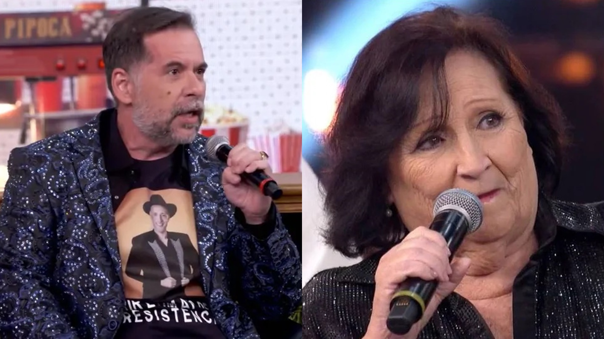 Mãe de Paulo Gustavo segura o choro após homenagem de Leandro Hassum ao vivo