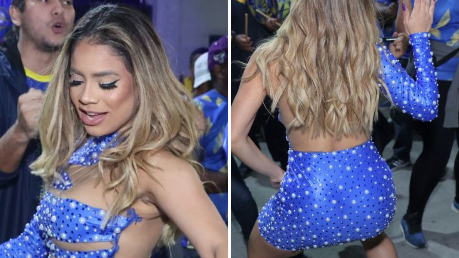 Lexa se joga no meio do povo, rebola muito com microvestido e polpa do bumbum escapa