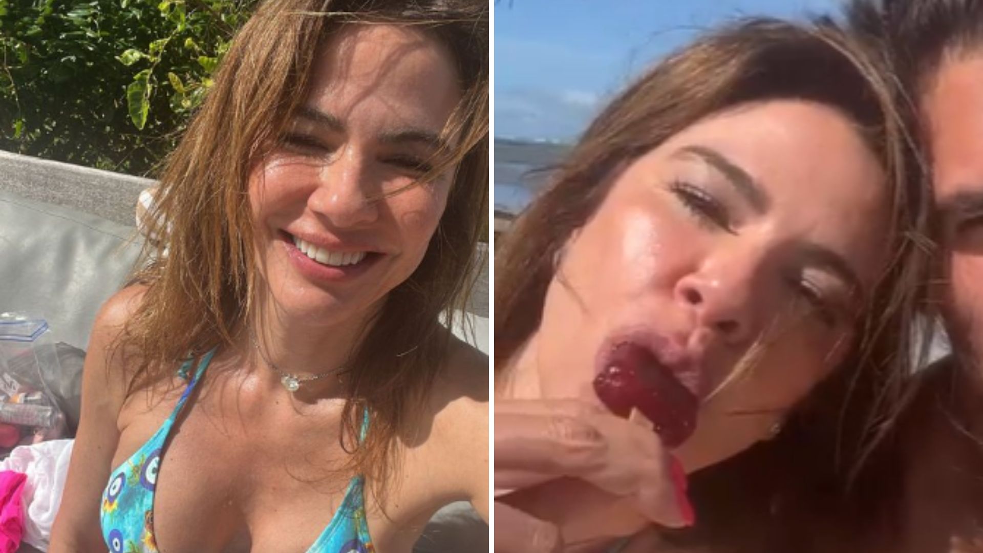 Luciana Gimenez se refresca com picolé em rara aparição com namorado bonitão: “Vou falar”