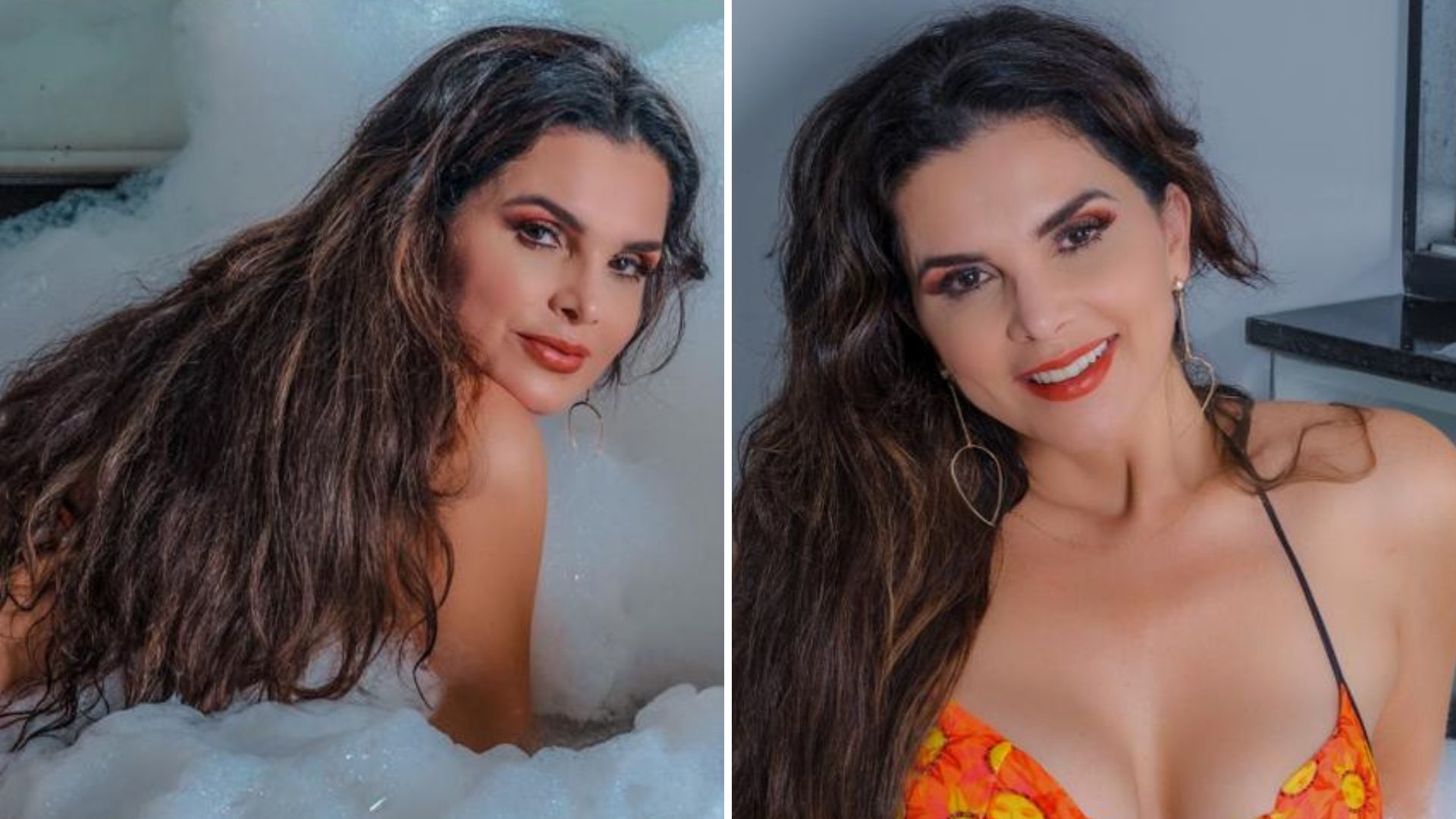 Aos 50 anos, Luiza Ambiel volta à banheira e posa de fio-dental exibindo bumbum imenso