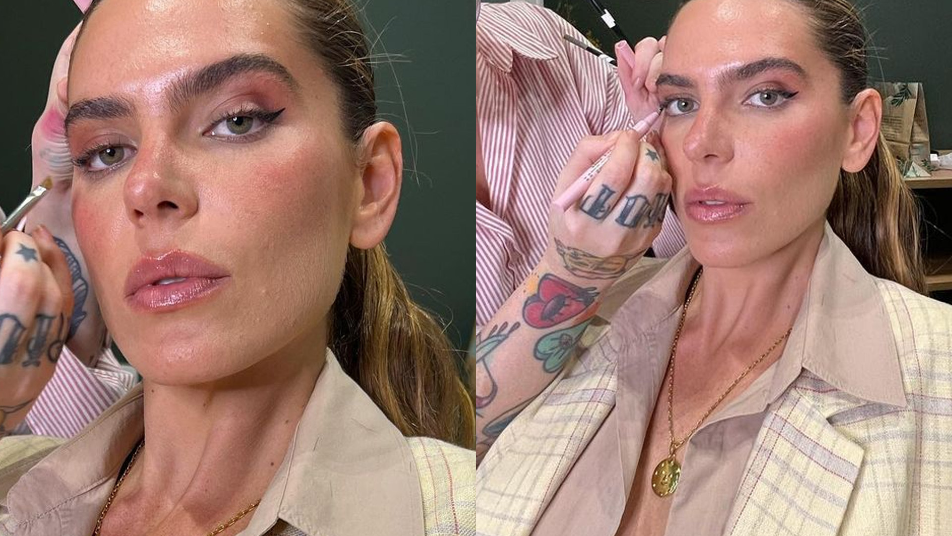 Esposa de Cauã Reymond, Mariana Goldfarb deixa camisa aberta sem sutiã: “Deusa”