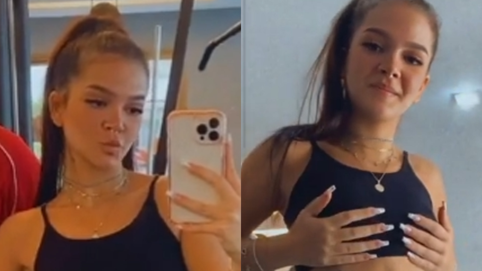Mel Maia malha e mostra cinturinha e coxões de top e shortinho: “Tô bonita”