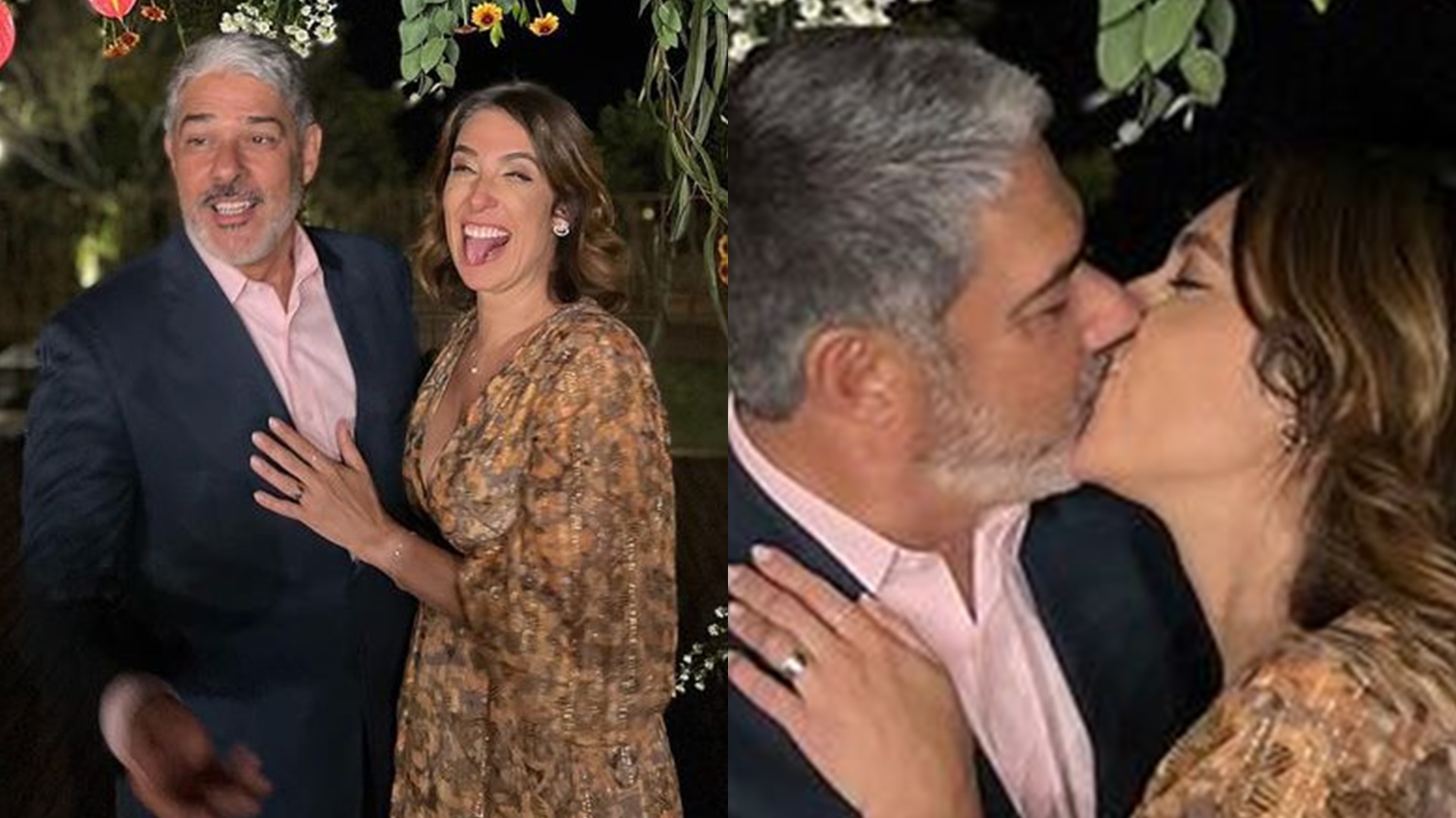 Natasha Dantas dá beijão em William Bonner e comemora aniversário de casamento: “Amo nós dois”