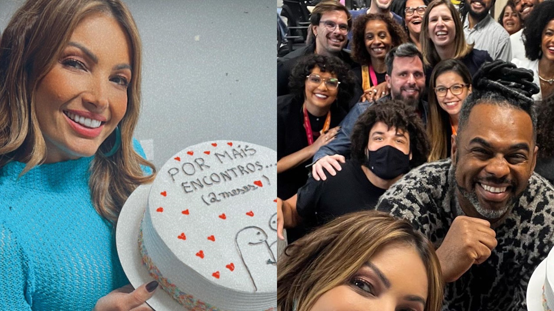 Patrícia Poeta ignora crise, reúne equipe e comemora 2 meses no Encontro: “Celebrar”