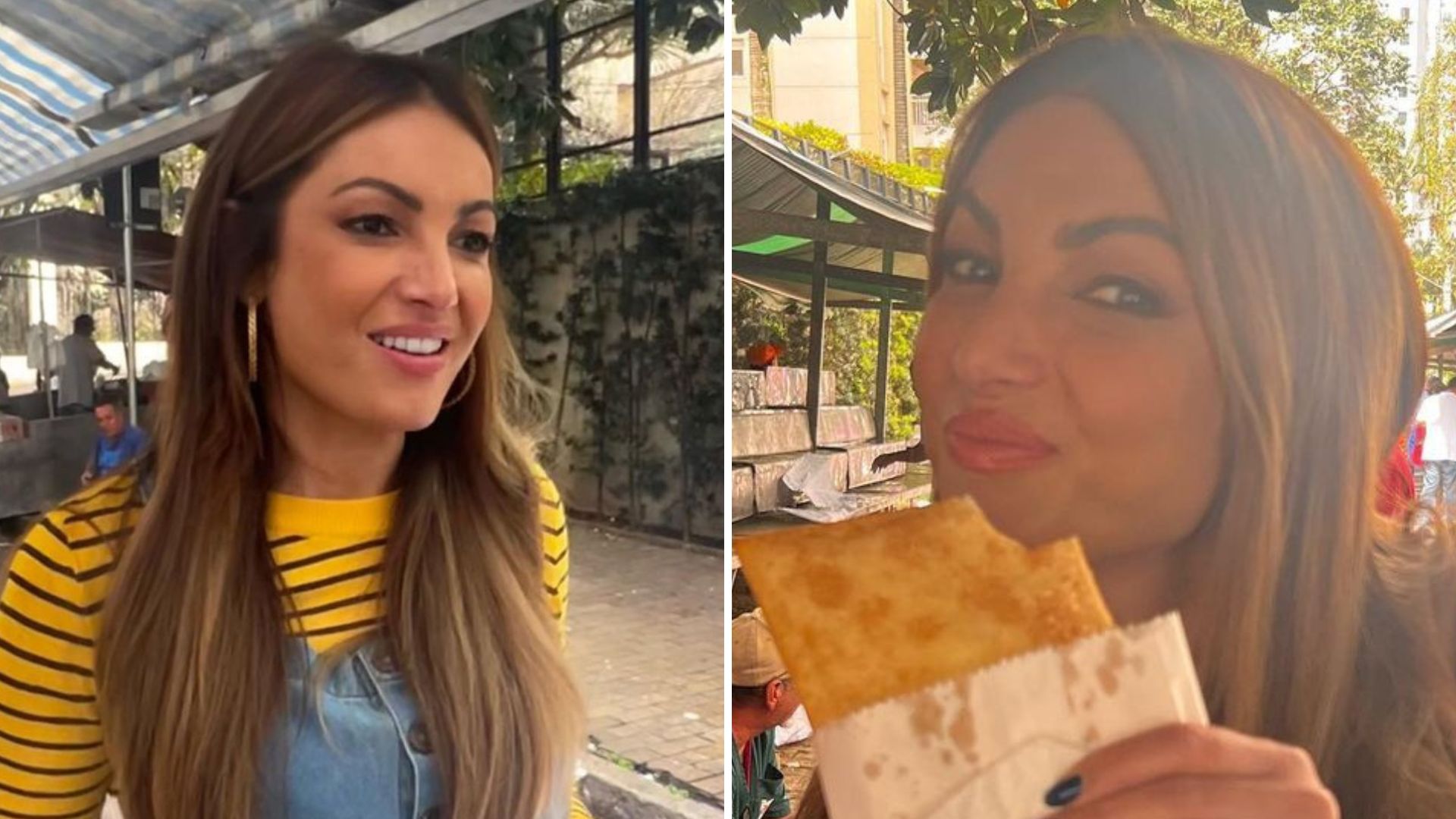 Patrícia Poeta come pastel em feira e é tietada por feirantes: “Fiz umas amizades”