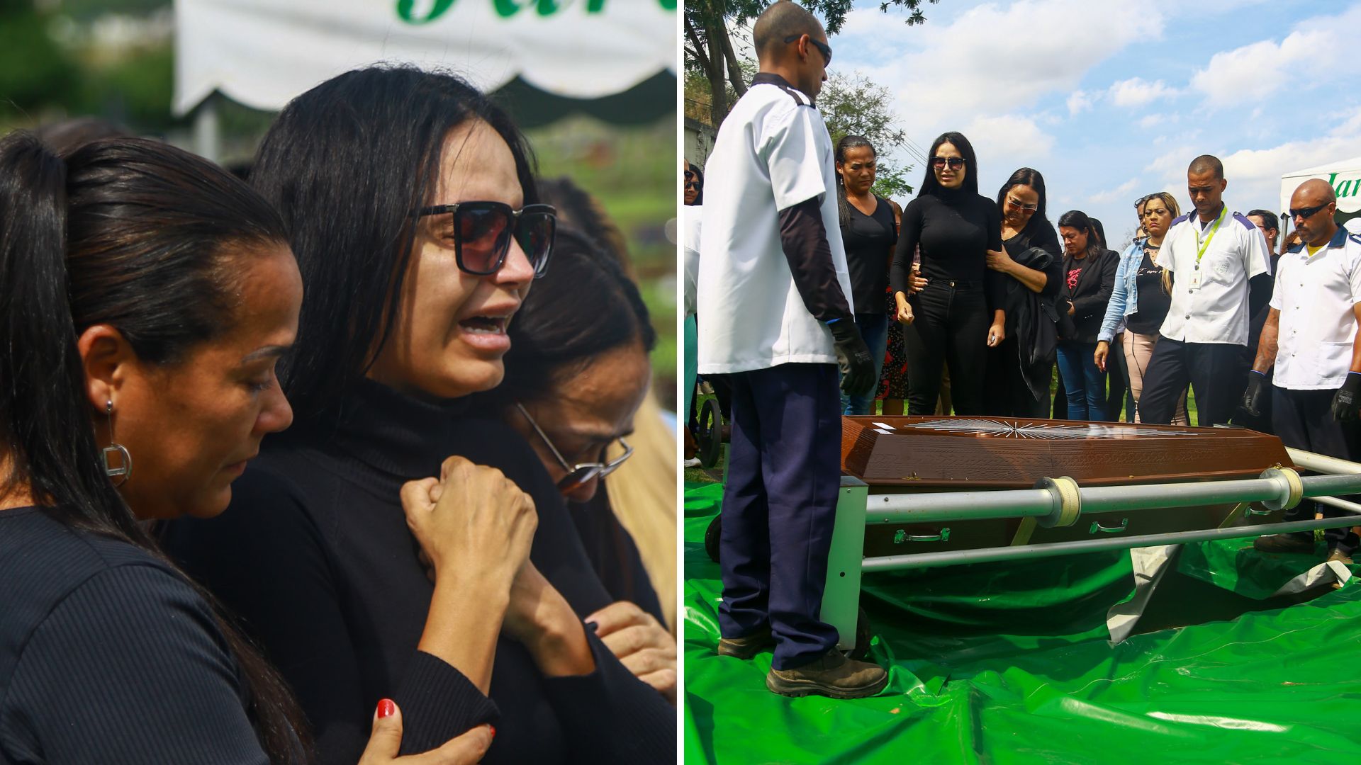 Ex-A Fazenda, Shayene Cezário se desespera no enterro do marido e precisa ser consolada