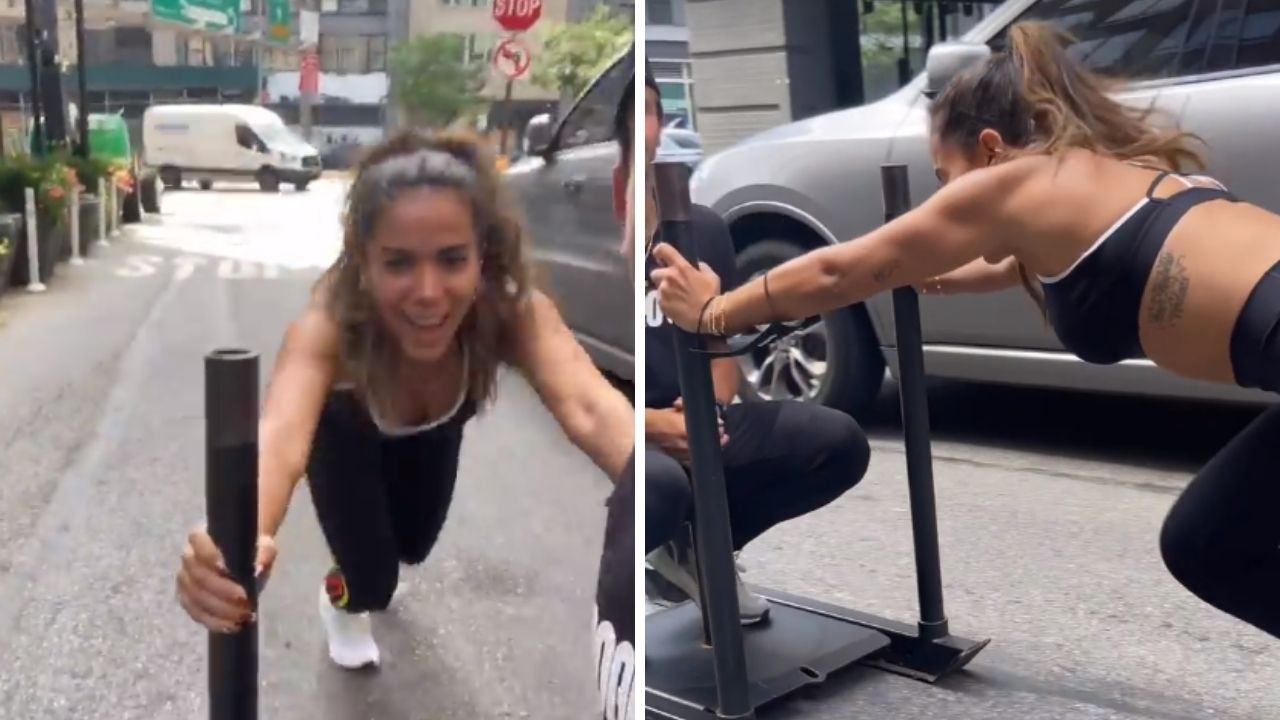 Anitta aposta em treino inusitado e faz exercícios nas ruas de Nova York: “Se mexendo”