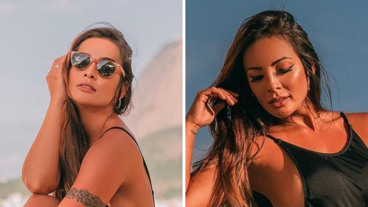Na beira da piscina, Carol Nakamura ostenta corpaço turbinado de maiô: “Igual vinho, a cada dia melhor”
