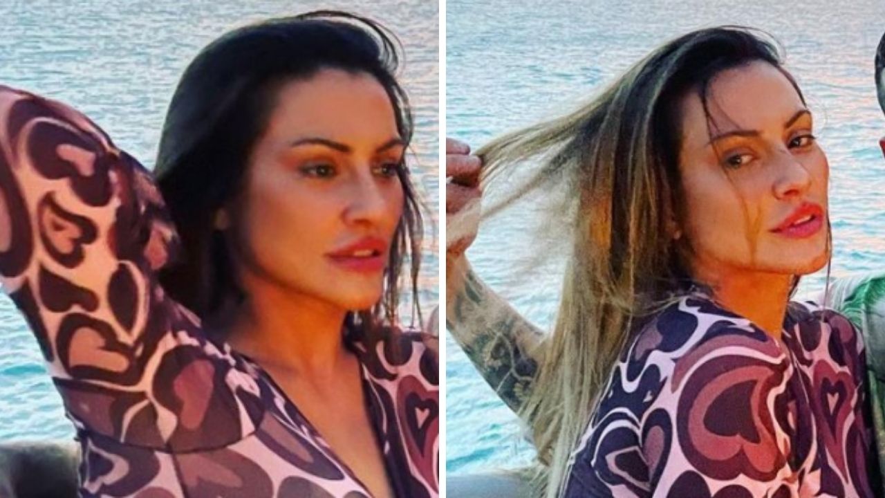 Cleo ganha carícias do marido em passeio de barco e o pai Fábio Jr reage: “Como é bom te ver assim”