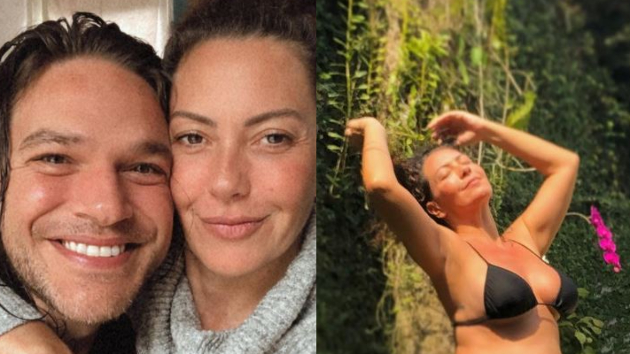 De biquíni, Fabiula Nascimento toma ducha ao ar livre e barrigão enorme se destaca: “Tá chegando!”