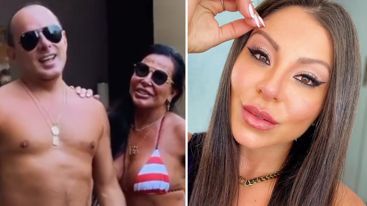 Gretchen combina trajes de banho com o marido e nora reage: “Olha que coisa mais linda”