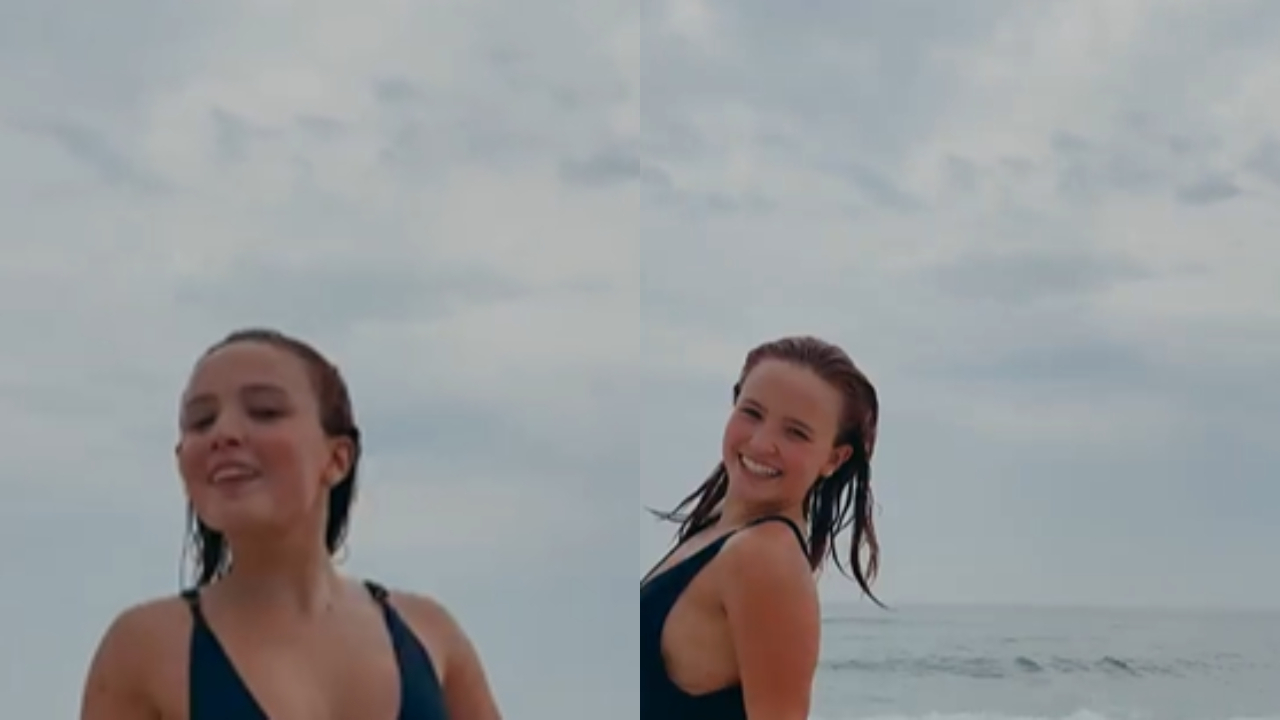 Em dia de praia, Larissa Manoela usa maiô fio-dental e bumbum poderoso arranca suspiros: ”Verdadeira sereia”