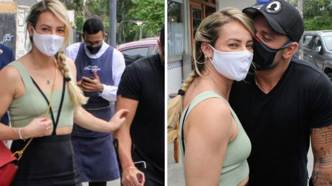 O que rolou? Diogo Nogueira surge com muletas e Paolla Oliveira ajuda o sambista a caminhar pelas ruas do Rio